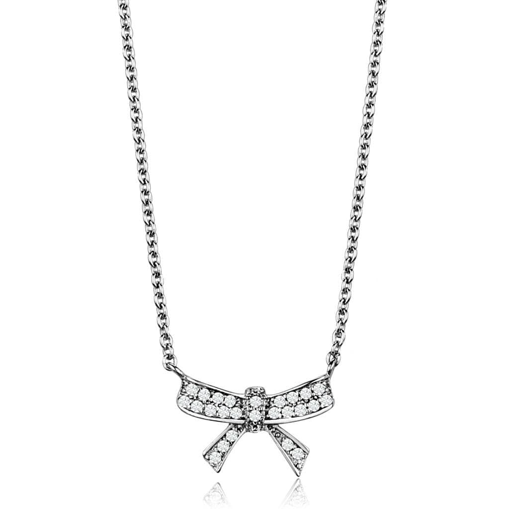 Brass CZ Pavé Bow Drop Pendant | The Stainless Jewelry