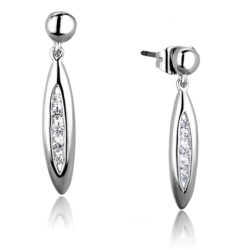 Brass CZ Marquise Teardrop Elongated Dangle Earrings