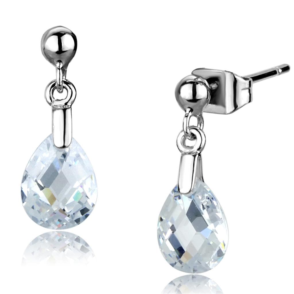 Brass Crystal Briolette Pear Drop Stud Earrings