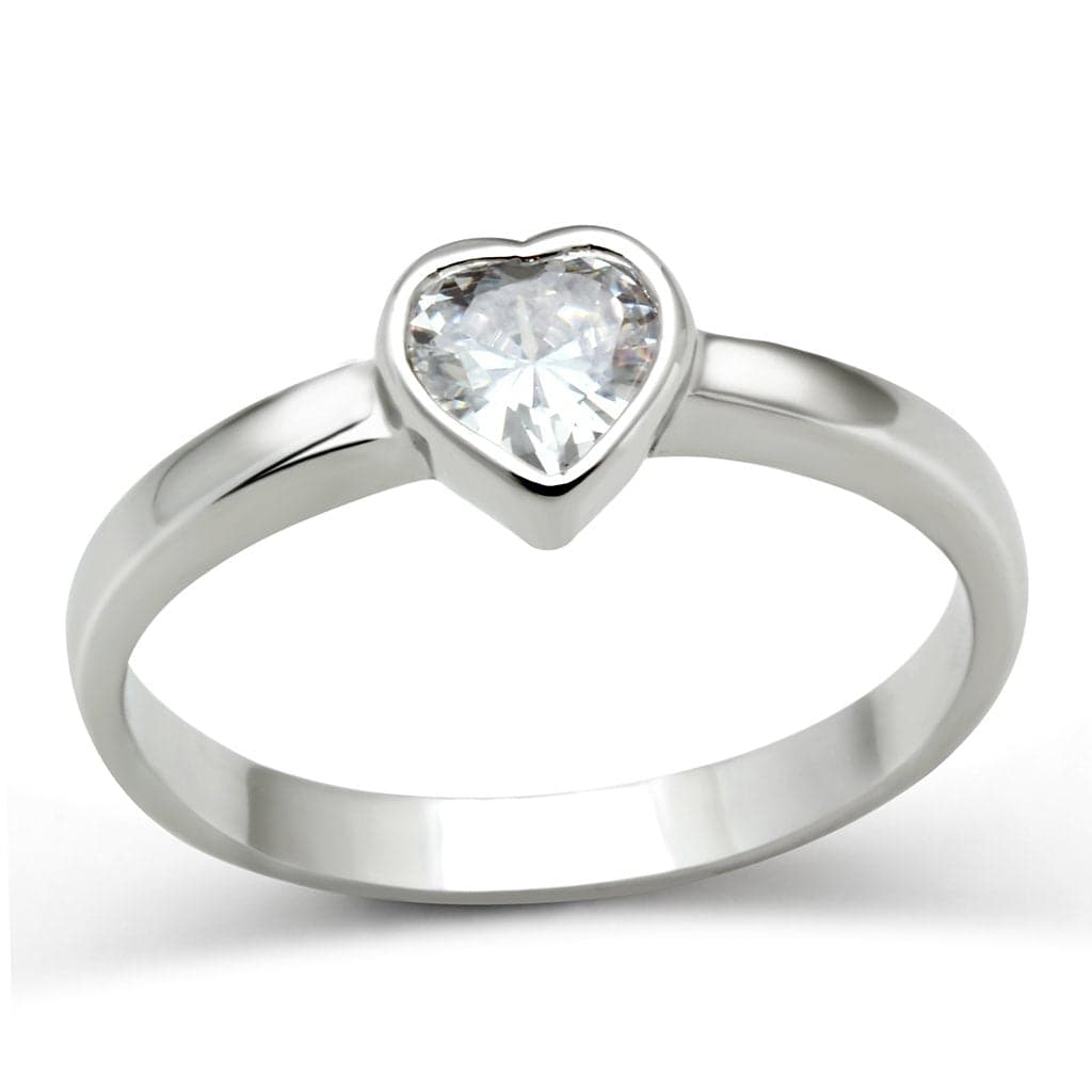 Brass CZ Heart Solitaire Ring 3W107 | The Stainless Jewelry