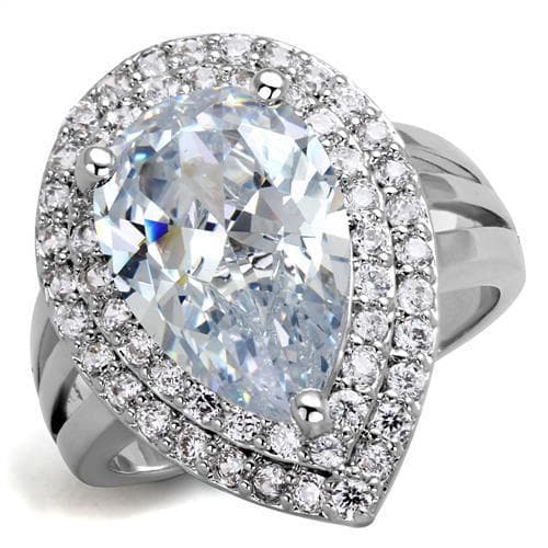 Brass CZ Pear Double Halo Heart Ring | The Stainless Jewelry