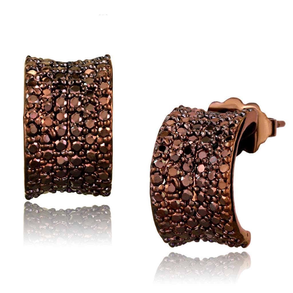 Brass Coffee CZ Hoop Drop Earrings | The Stainless Jewelry