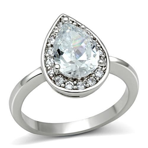 Brass CZ Pear Halo Ring 3W111 | The Stainless Jewelry