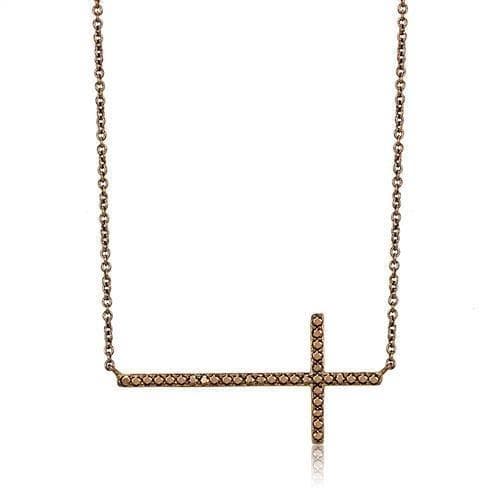 Brass Coffee CZ Pavé Cross Pendant | The Stainless Jewelry