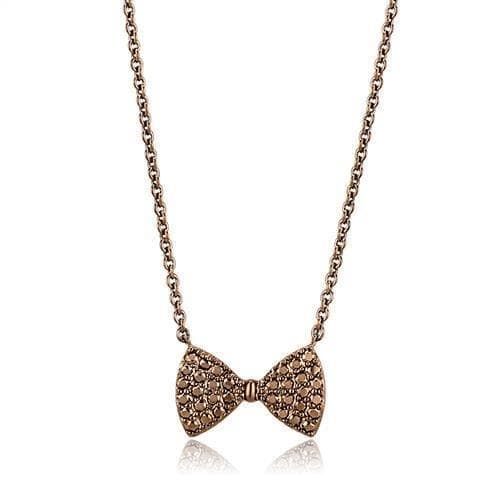 Brass Coffee CZ Pavé Bow Pendant | The Stainless Jewelry