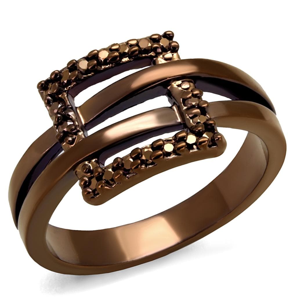 Brass Coffee CZ Open Triple Band Ring | The Stainless Jewelry