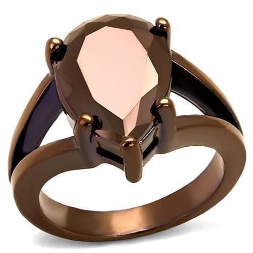 Brass Coffee CZ Pear Solitaire Ring | The Stainless Jewelry