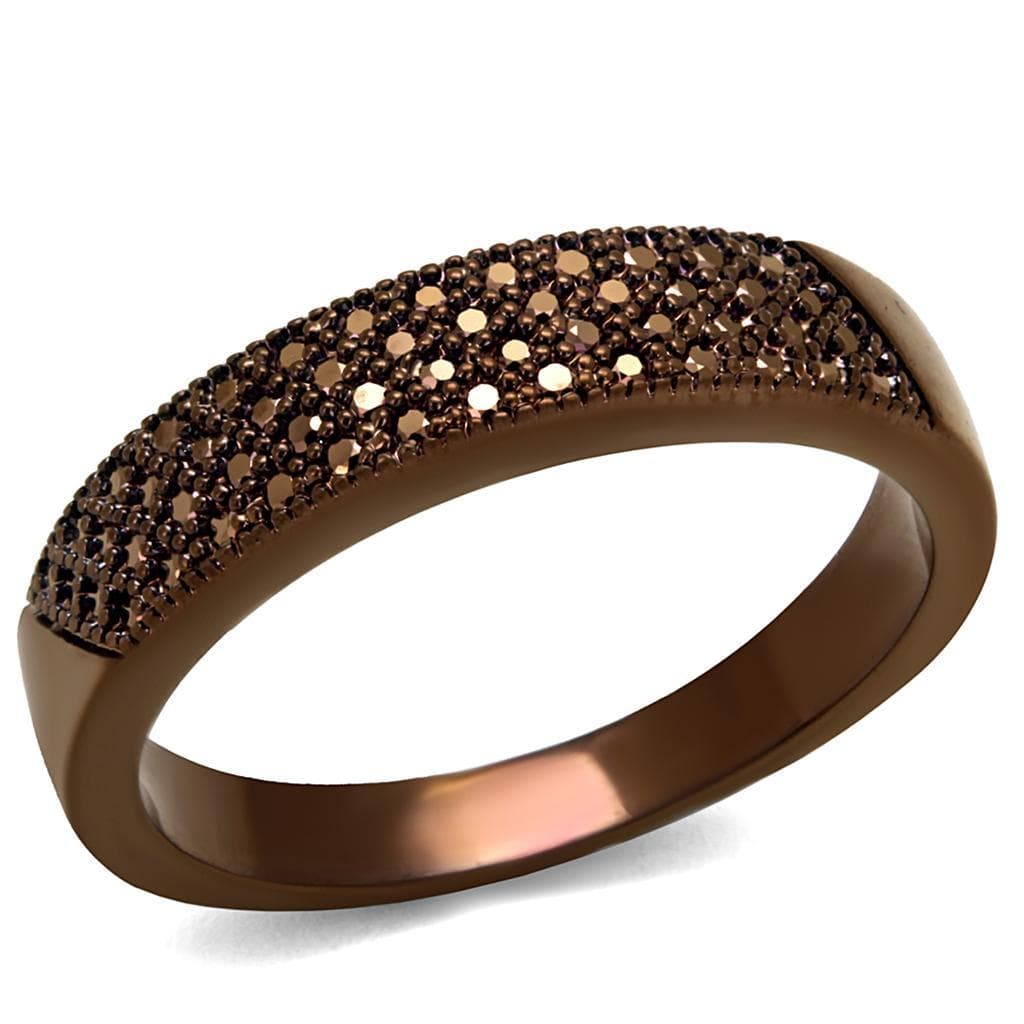 Brass Coffee CZ Pavé Dome Wide Ring | The Stainless Jewelry