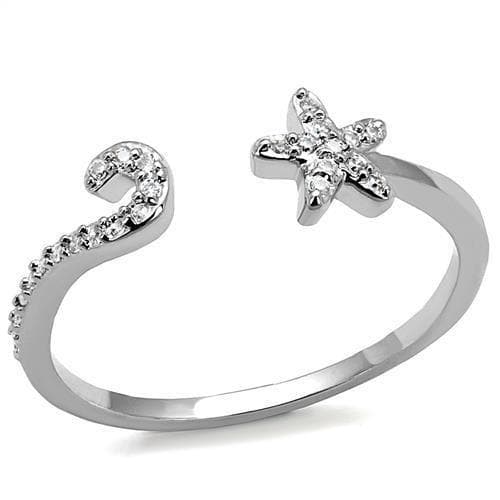 Brass CZ Seahorse Starfish Open Ring | The Stainless Jewelry