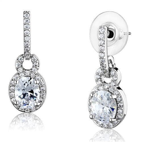 Brass CZ Round Halo Drop Dangle Earrings | The Stainless Jewelry