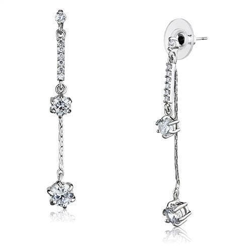Brass CZ Linear Multi-Stone Drop Earrings | The Stainless Jewelry