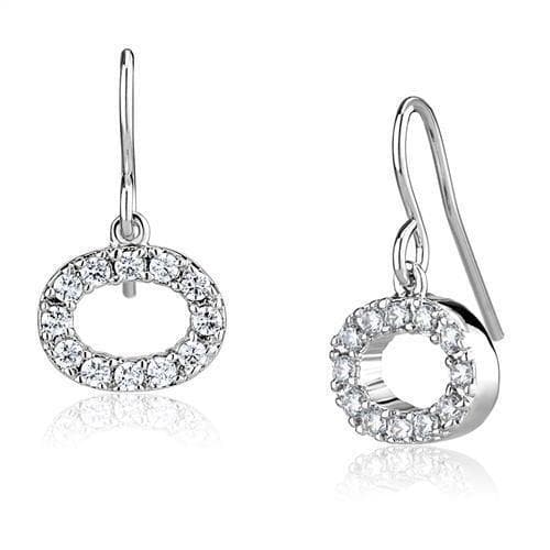 Brass CZ Open Circle Halo Hook Drop Earrings