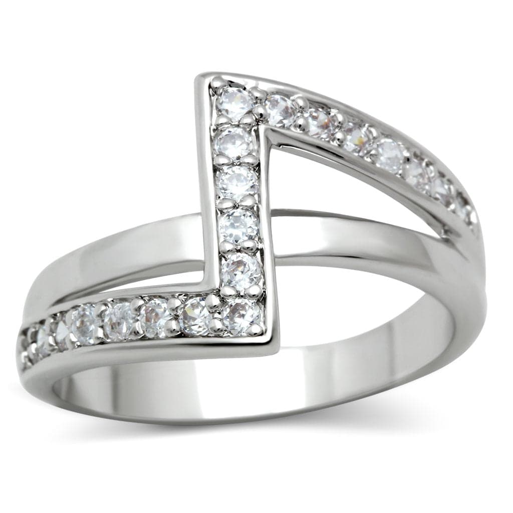 Brass CZ Double V Pavé Ring | The Stainless Jewelry