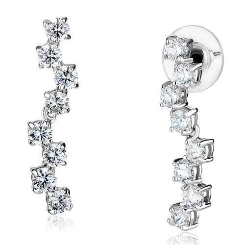 Brass CZ Graduated Five-Stone Ear Climber Earrings