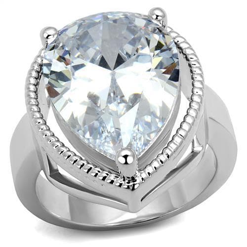 Brass CZ Pear Solitaire Halo Cocktail Ring