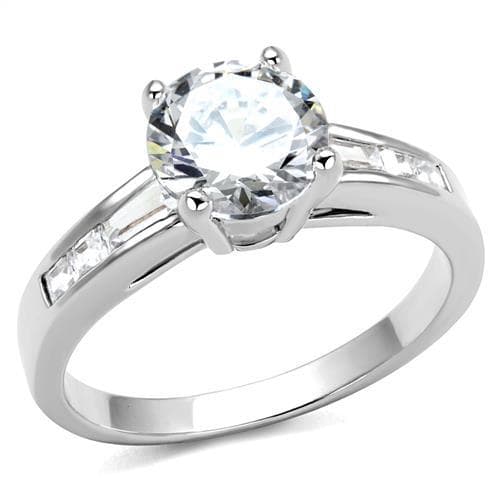 Brass CZ Round Solitaire Princess Accent Ring