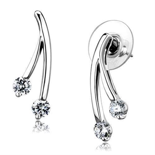 Brass CZ Round Curved Bar Drop Earrings | The Stainless Jewelry