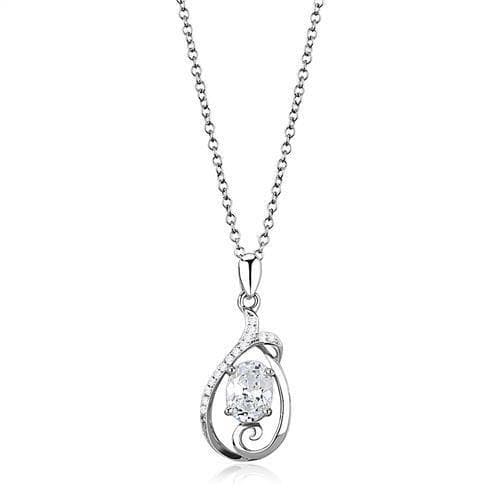 Sterling Silver CZ Pear Scroll Vine Pendant