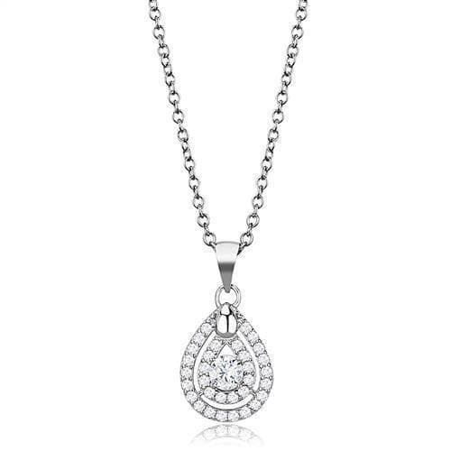 Sterling Silver Teardrop Pavé Pendant | The Stainless Jewelry