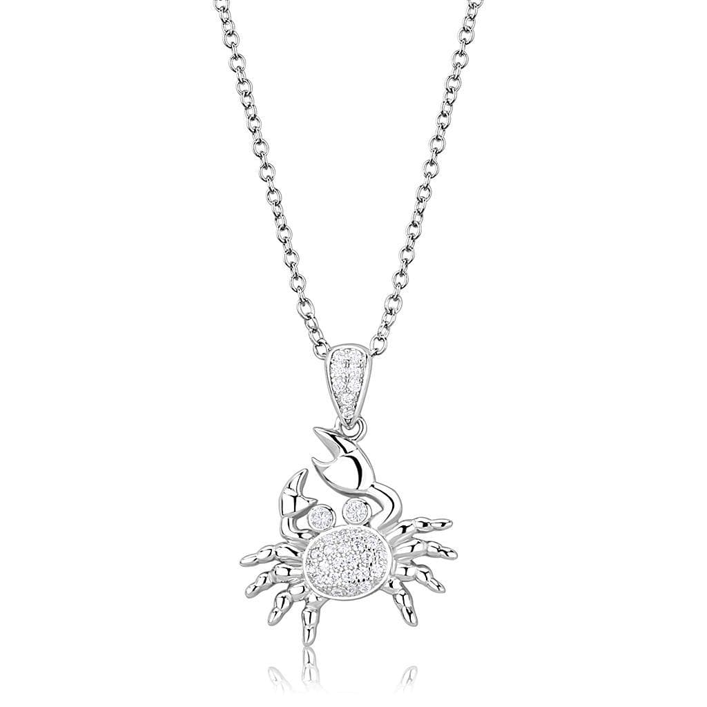 Sterling Silver CZ Crab Cancer Zodiac Pendant