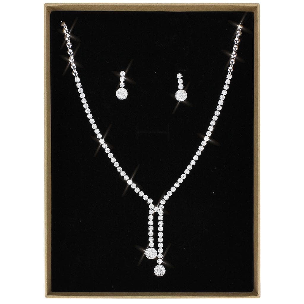 Brass CZ Round Y-Lariat Drop Set | The Stainless Jewelry