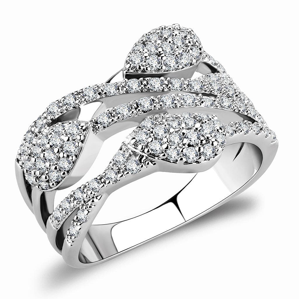 Brass CZ Marquise Pavé Twisted Crossover Wide Ring