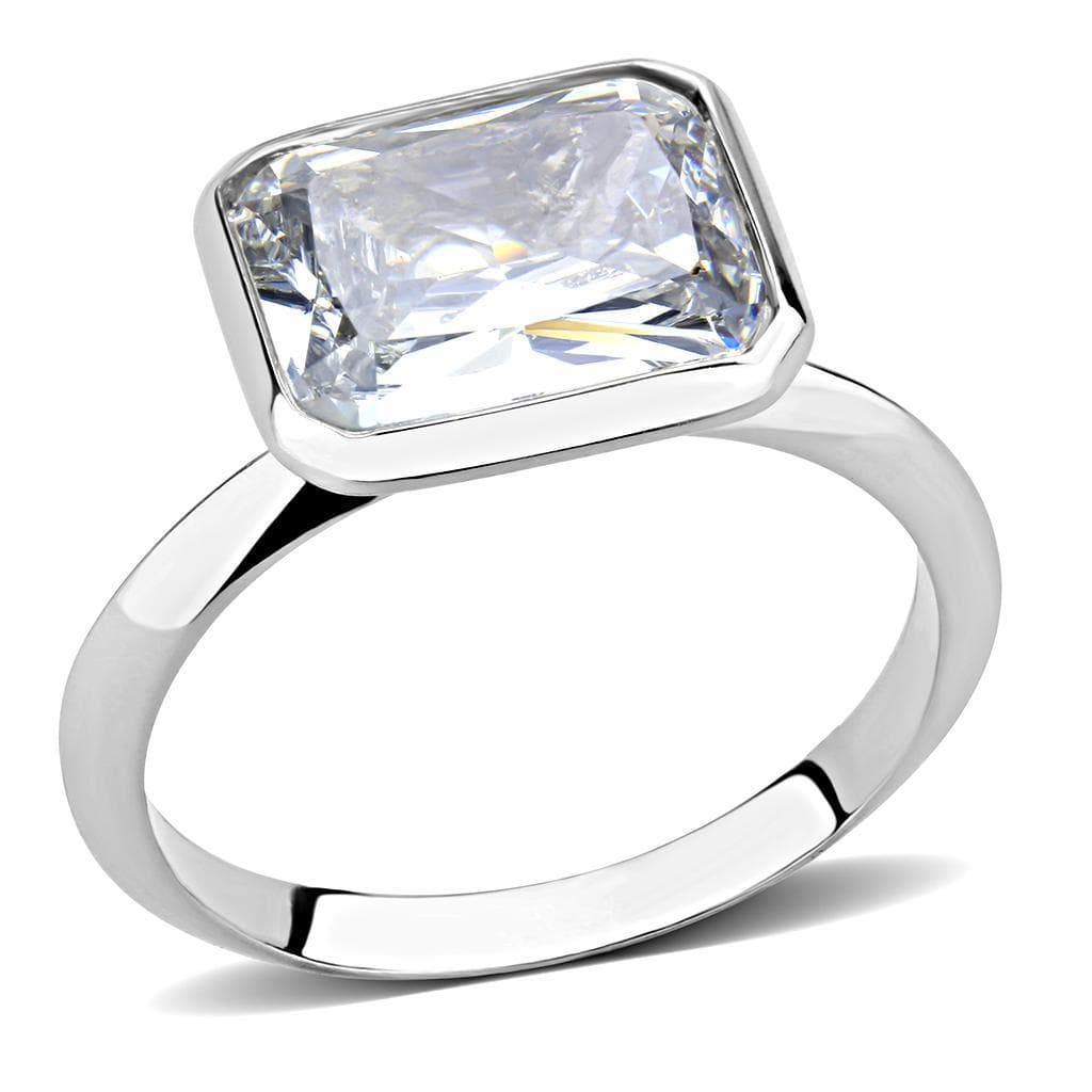 Brass CZ Princess Bezel Solitaire Ring | The Stainless Jewelry