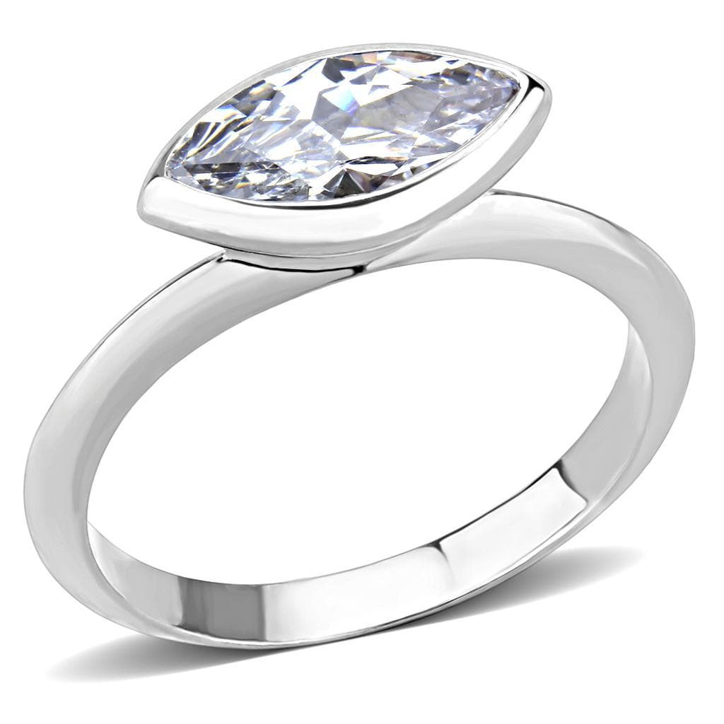 Brass CZ Marquise Bezel Solitaire Ring | The Stainless Jewelry