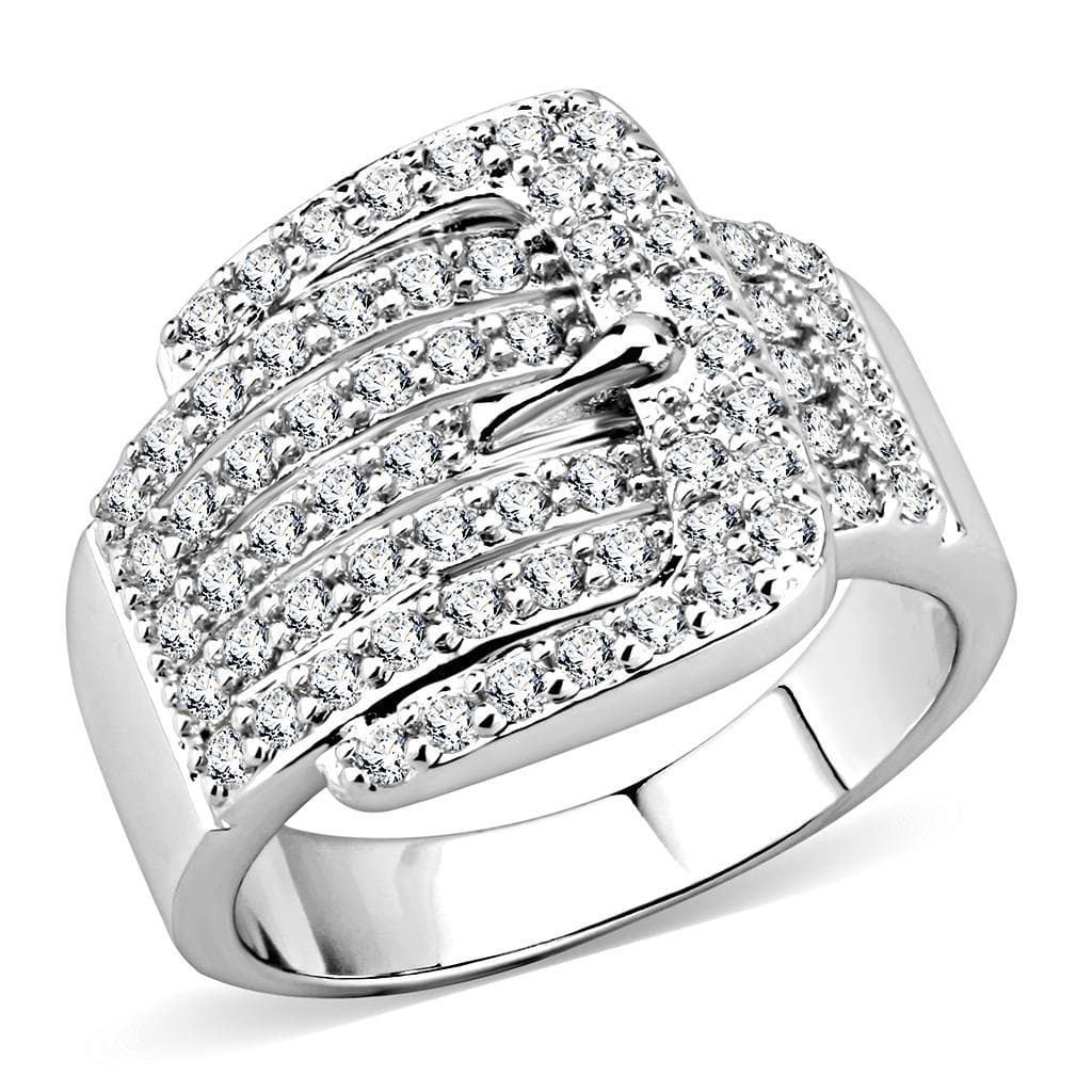 Brass CZ Pavé Tiered Pyramid Wide Ring | The Stainless Jewelry