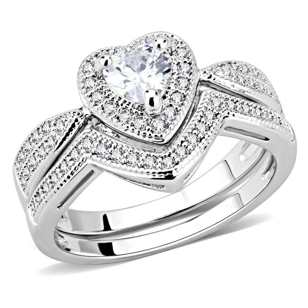 Brass CZ Round Halo Chevron Pavé Bridal Ring