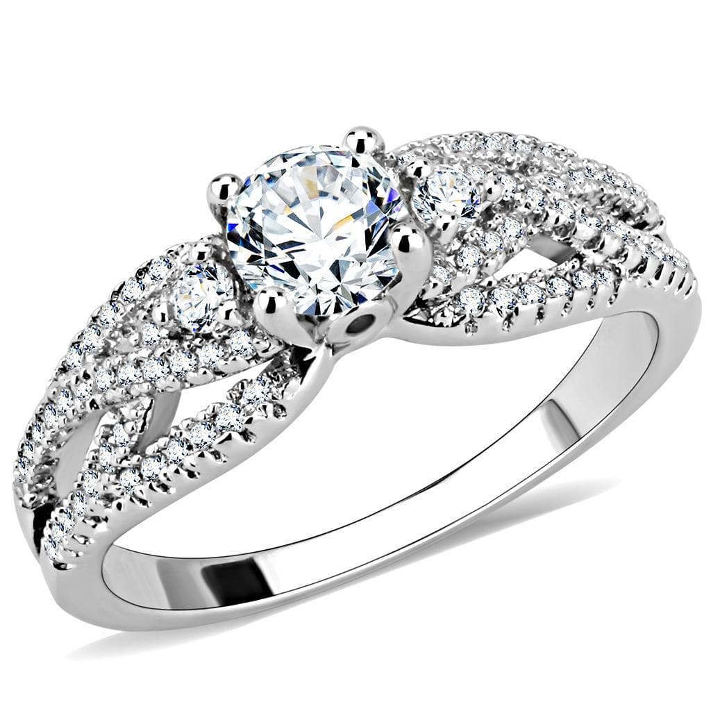 Brass CZ Round Halo Split Shank Pavé Ring 3W1511