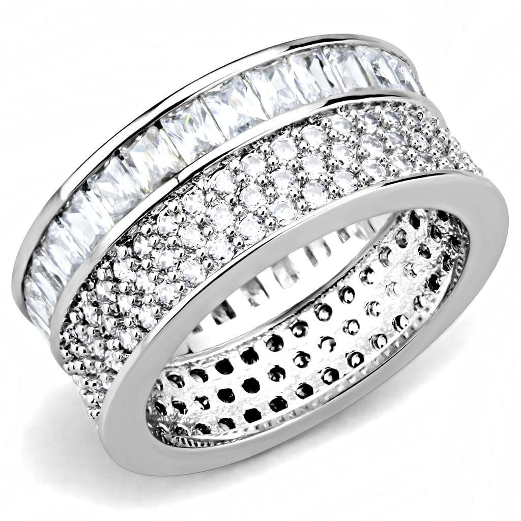 Stainless Steel CZ Baguette Pavé Full Eternity Wide Ring