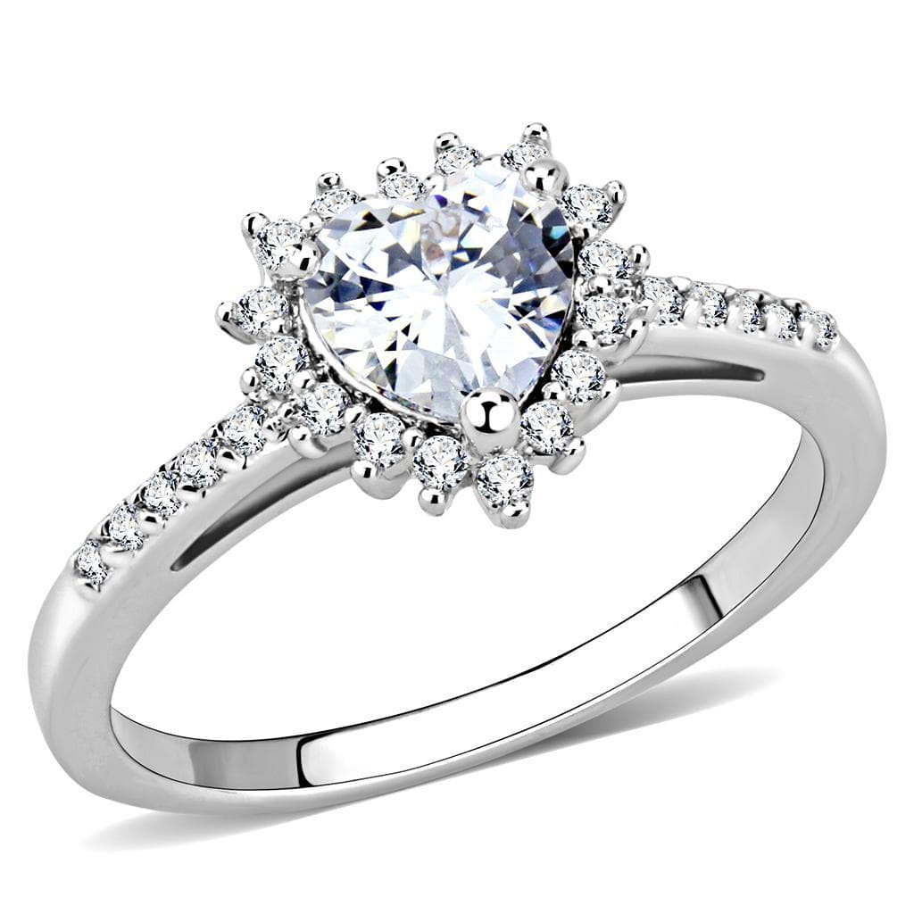 Brass CZ Round Sunburst Halo Pavé Ring | The Stainless Jewelry