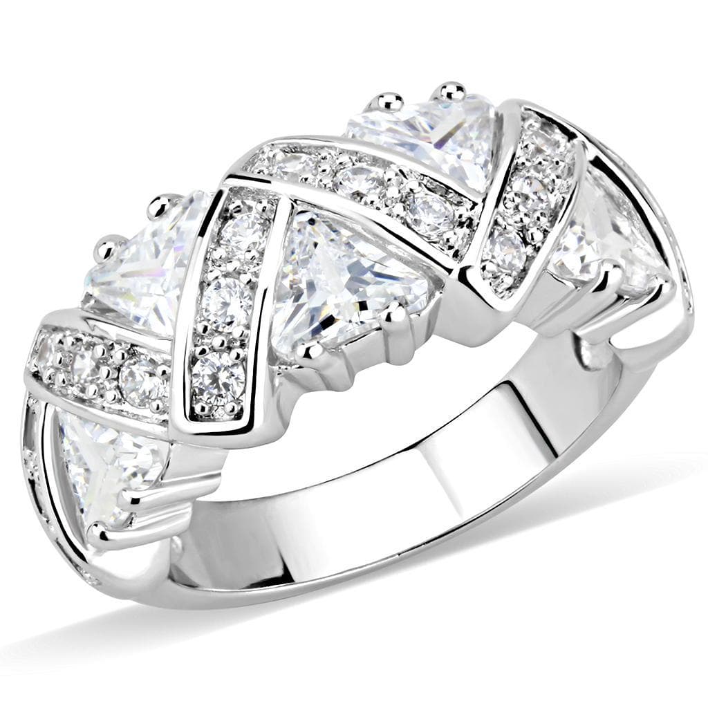 Brass CZ Trillion Marquise Woven Wide Ring
