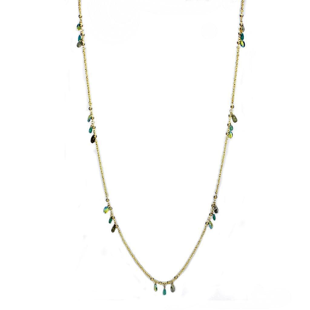 Brass Multi-Color CZ Bezel Station Necklace