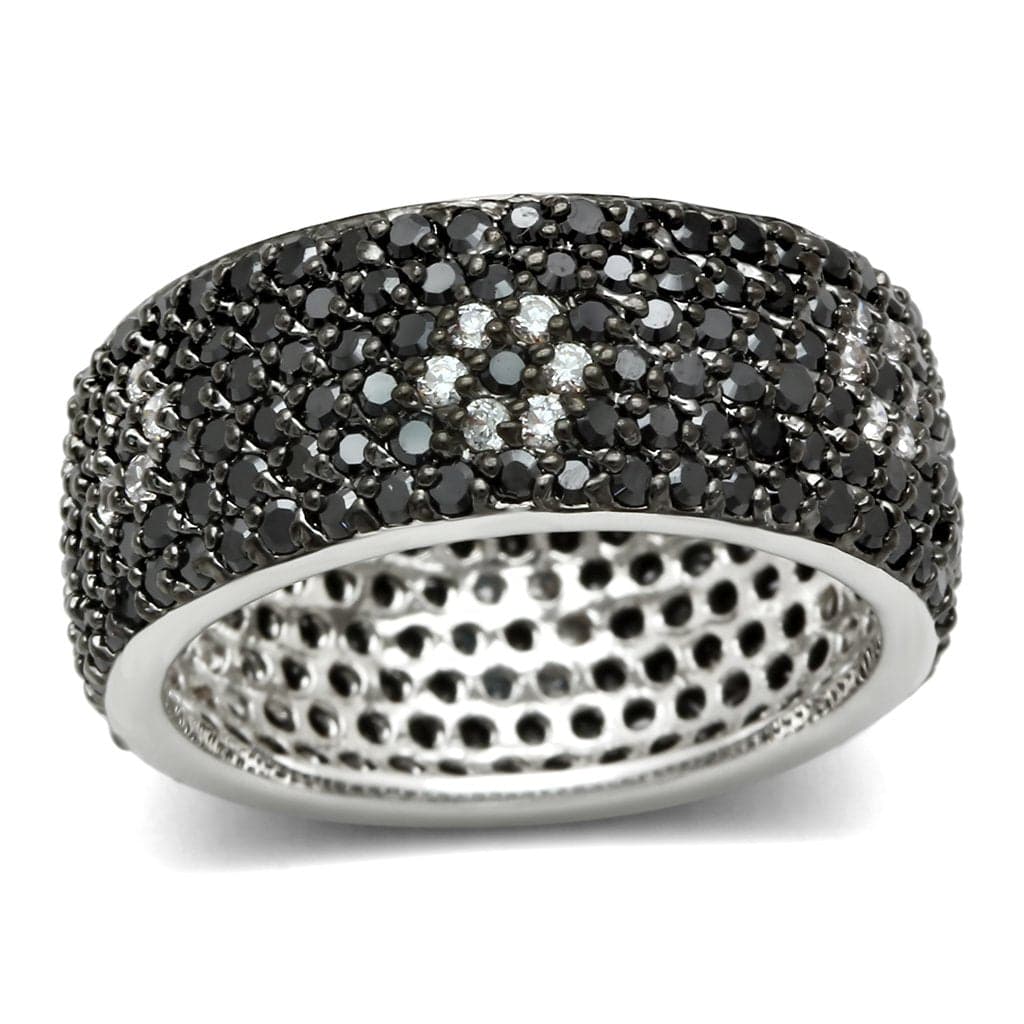 Brass Black CZ Full Pavé Wide Eternity Ring