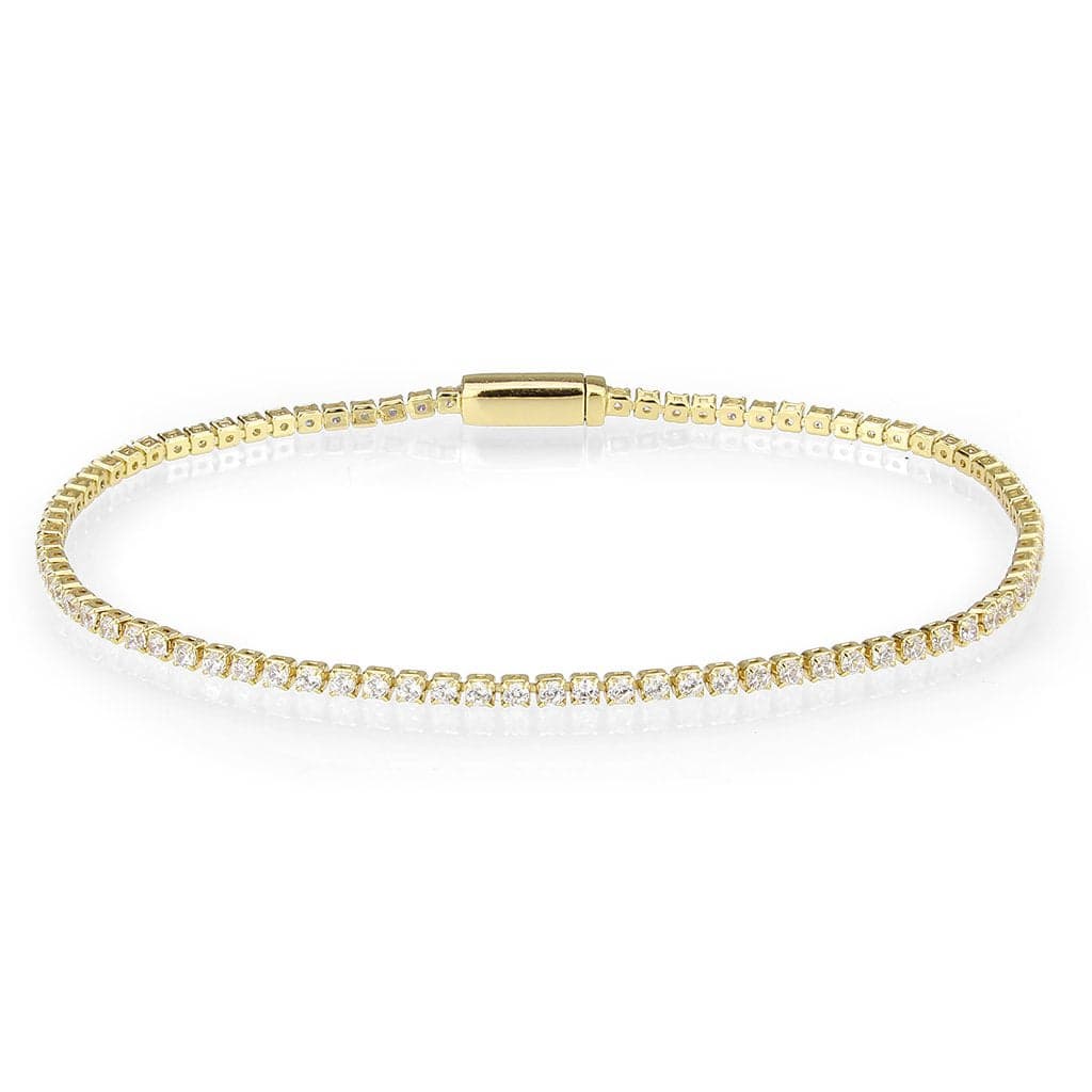 Brass Gold CZ Round Tennis Magnetic Clasp Bracelet