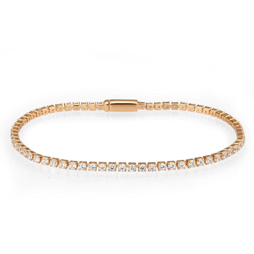 Brass Rose Gold CZ Square Tennis Magnetic Ring