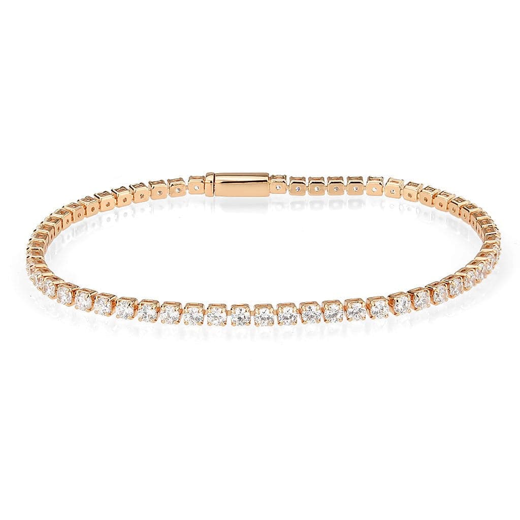 Brass Rose Gold CZ Round Tennis Clasp Bracelet