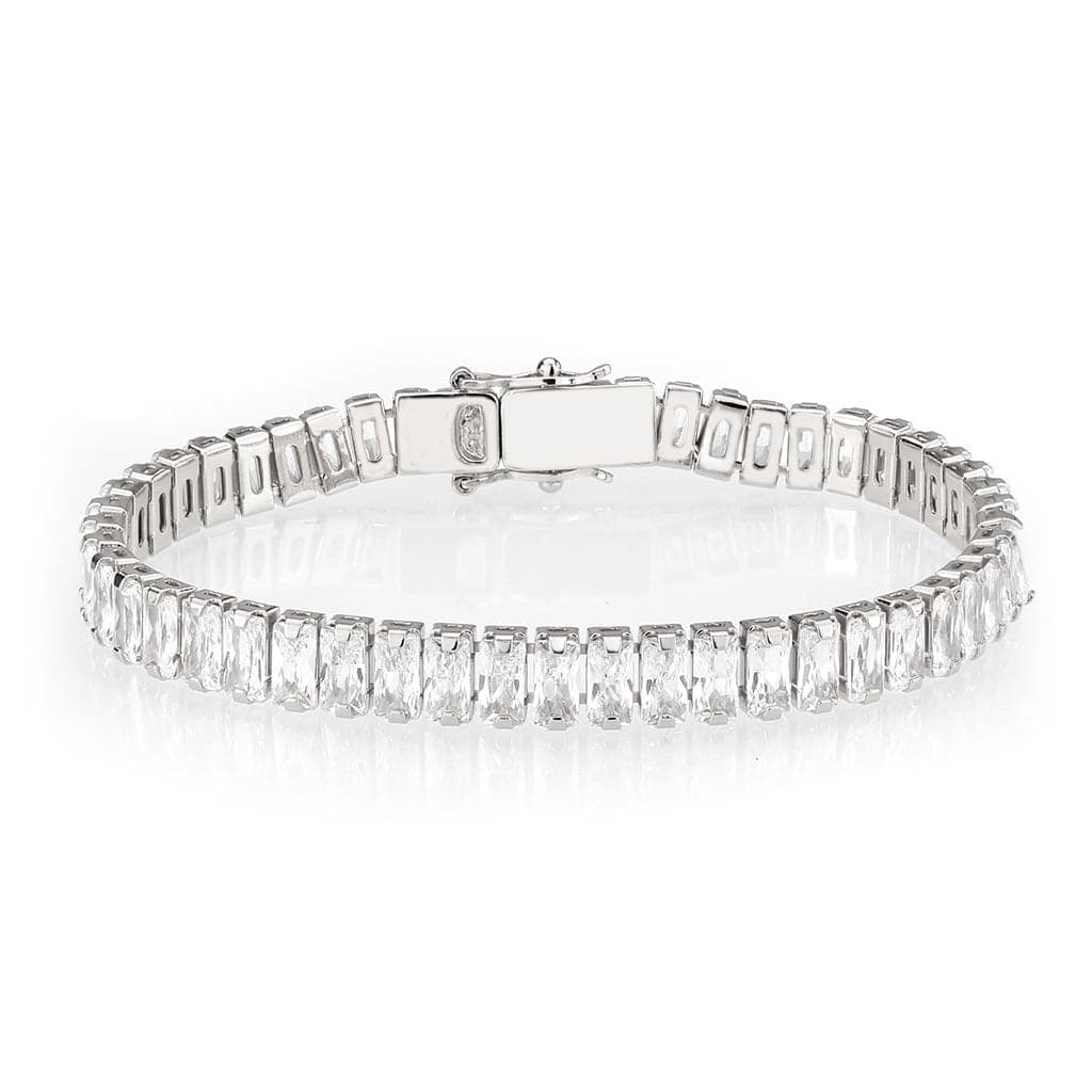 Brass CZ Baguette Tennis Clasp Bracelet | The Stainless Jewelry