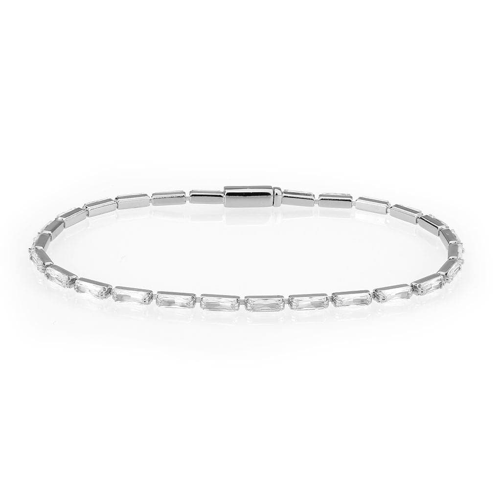 Brass CZ Baguette Bar Tennis Magnetic Bracelet