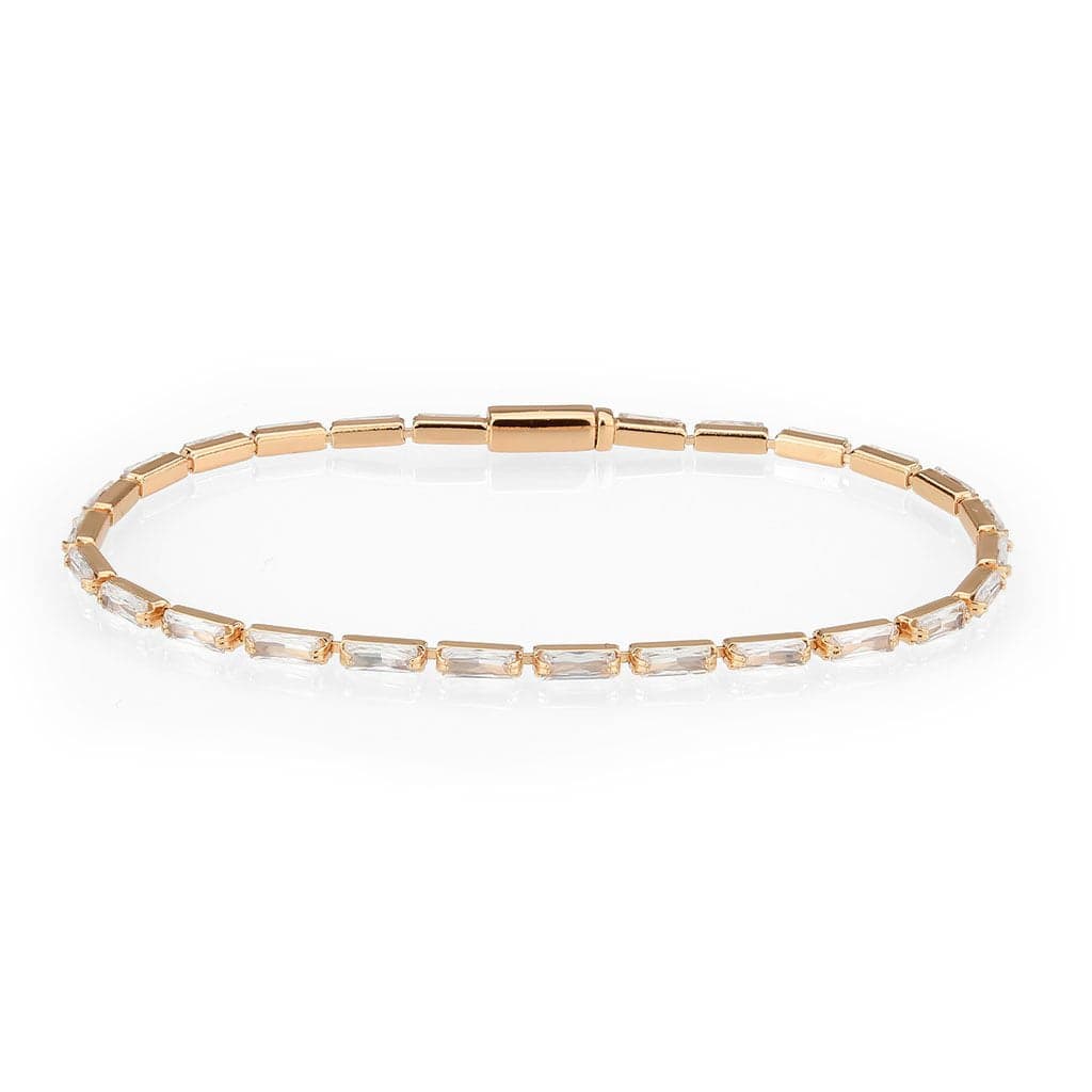 Brass Rose Gold CZ Baguette Bar Tennis Bracelet