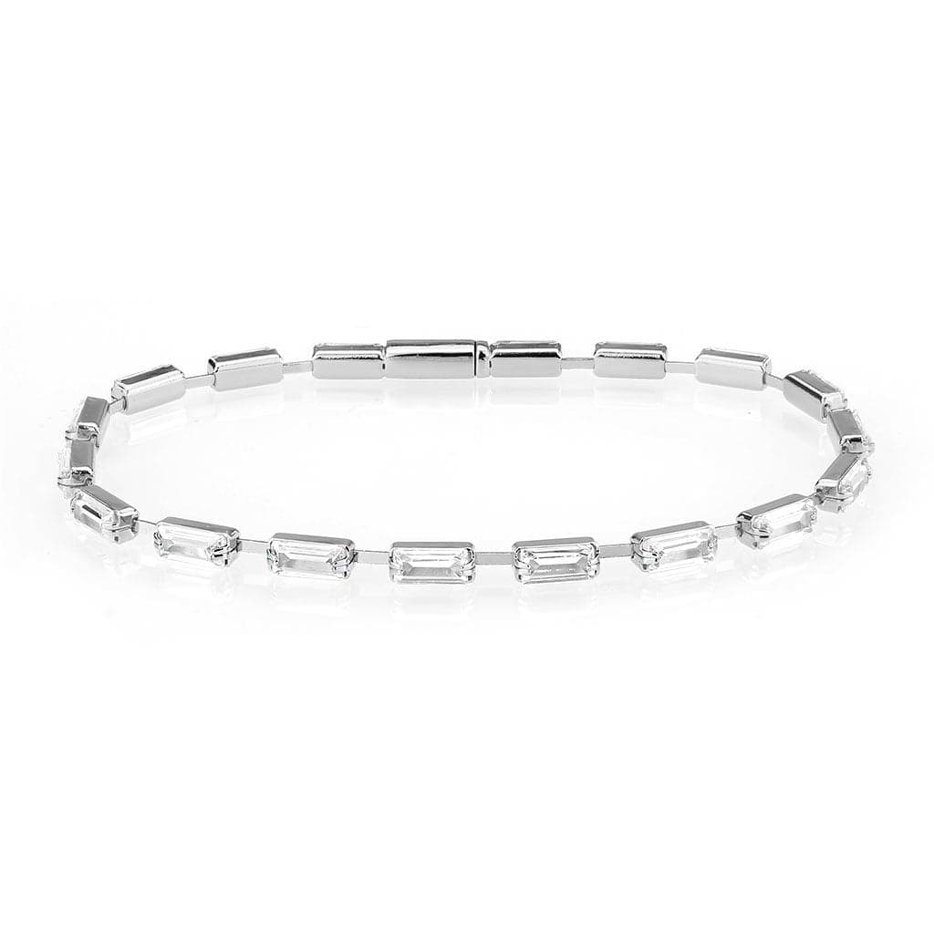 Brass CZ Baguette Bar Tennis Thin Bracelet