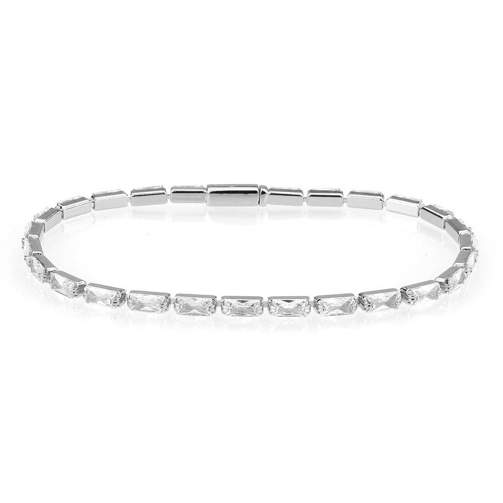 Brass CZ Baguette Tennis Thin Bracelet | The Stainless Jewelry