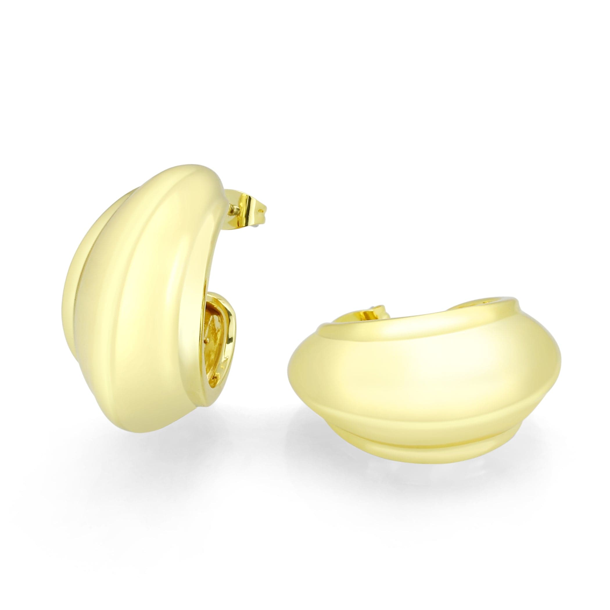 Brass Gold Polished Wide Dome Hoop Earrings