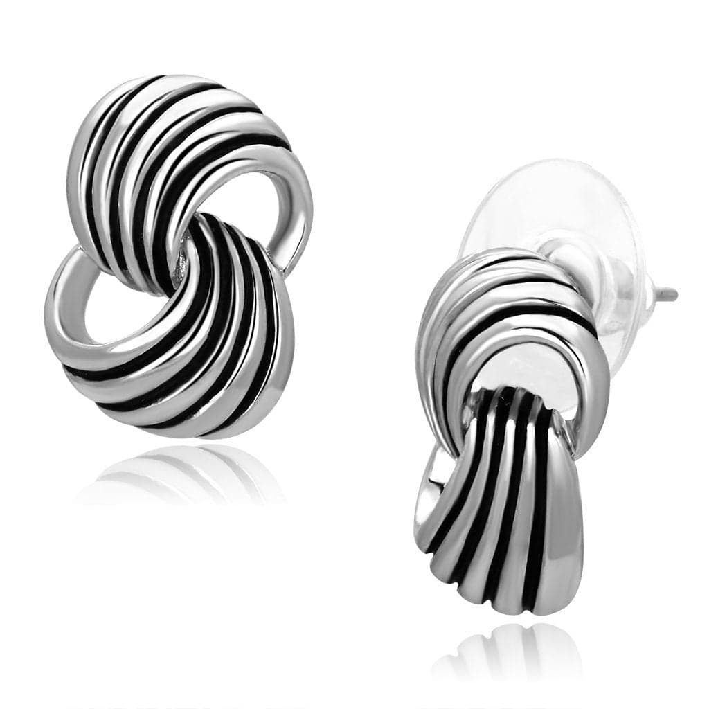 Brass Oxidized Love Knot Swirl Stud Earrings