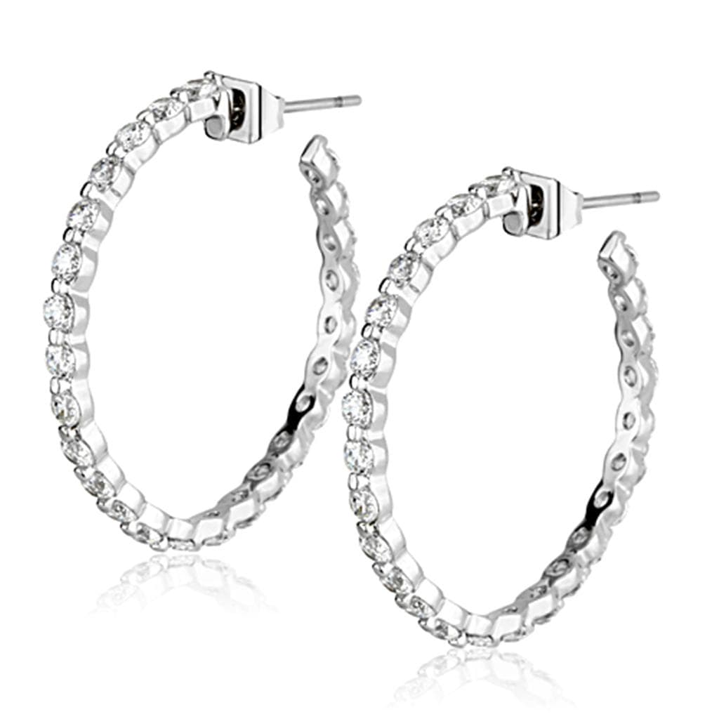 Brass CZ Bezel Chain Tennis Hoop Earrings | The Stainless Jewelry