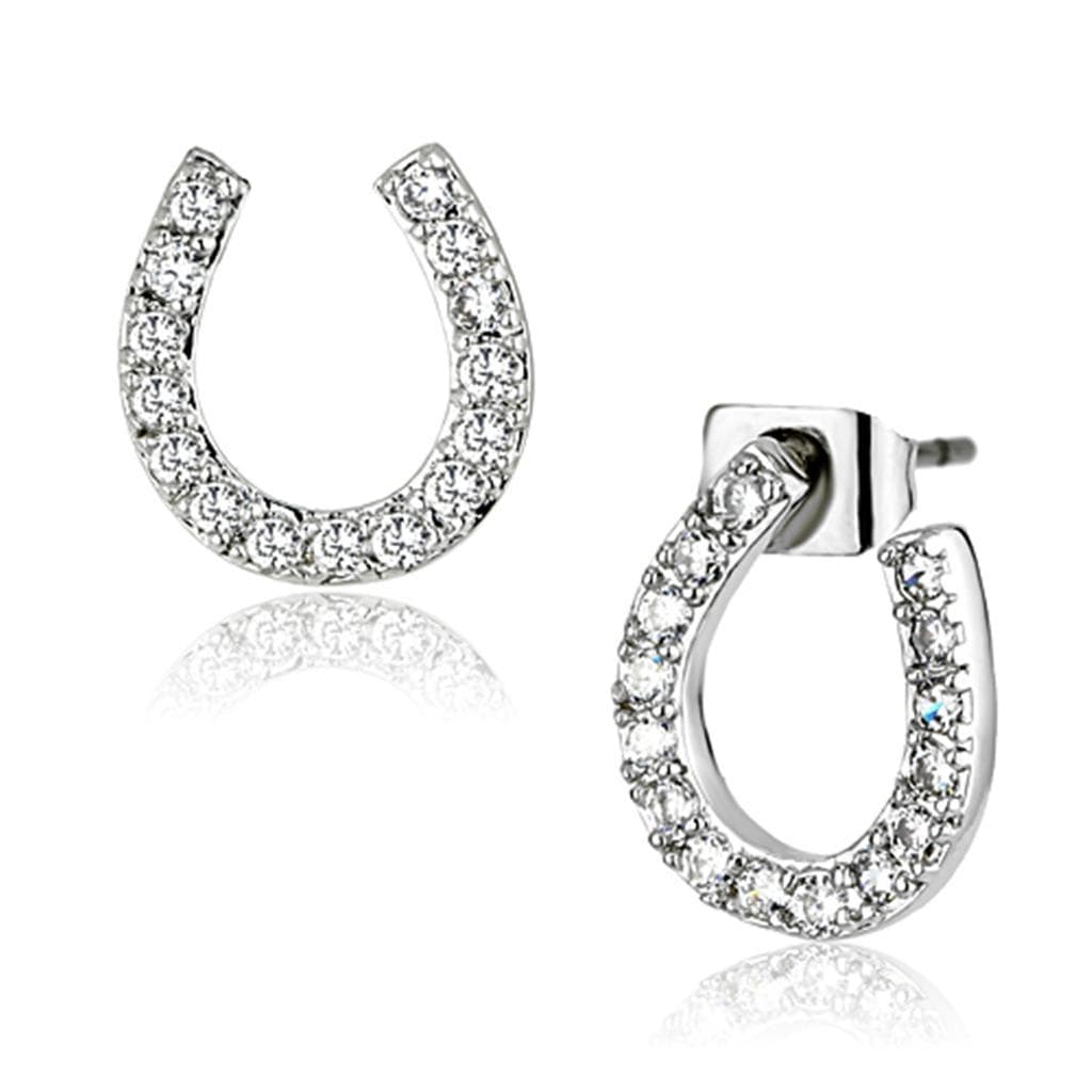 Brass CZ Pave Horseshoe Huggie Earrings | The Stainless Jewelry