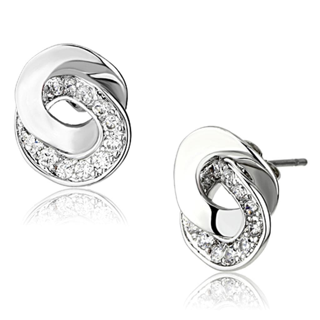 Brass CZ Pave Knot Swirl Stud Earrings | The Stainless Jewelry