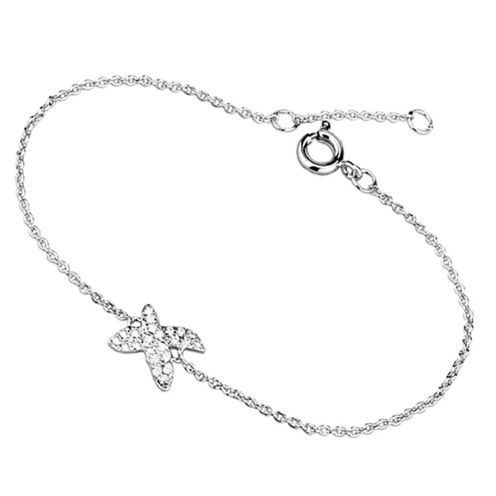 Brass CZ Flower Star Charm Chain Bracelet | The Stainless Jewelry